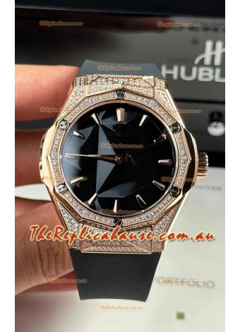 Hublot Classic Fusion Orlinski Diamonds Paved Black Dial Swiss Replica Watch