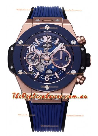 Hublot Big Bang Unico Blue Rose Gold Casing 1:1 Mirror Edition Swiss Replica Watch