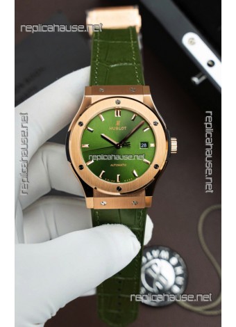 Hublot Super Clone Classic Fusion Titanium Rose Gold Green Dial 42MM Watch