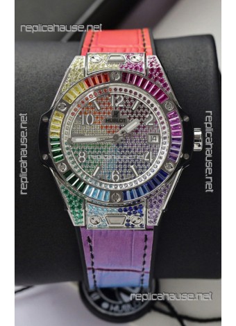 Hublot Big Bang One Click King White Dial Rainbow Diamonds 39MM Watch 