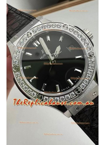 Hublot Classic Fusion Stainless Steel 33MM Black Dial Swiss Quartz Movement Watch 1:1 Mirror Quality