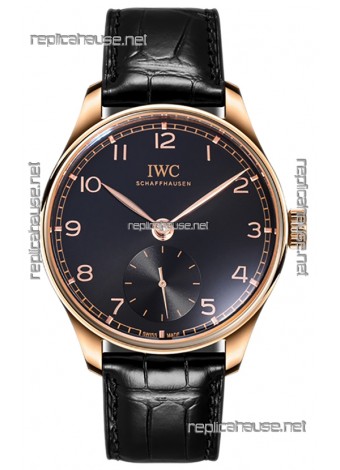 IWC Portugieser Automatic 40 IW358401 Black Dial in Rose Gold Casing Mirror Replica Watch 