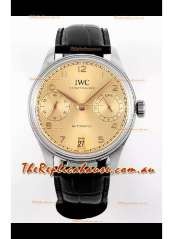 IWC Super Clone Portugieser Swiss 1:1 Mirror Replica Watch Champange Dial Steel Case Watch
