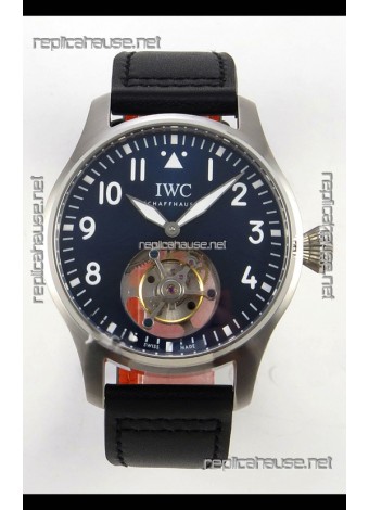 IWC Super Clone Portugese Hand-Wound Genuine Tourbillon Blue Dial Steel Casing Watch