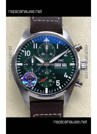 IWC Super Clone Pilot Chronograph Edition Green Dial Leather Swiss Replica Watch 