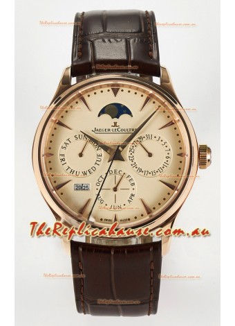 Jaeger LeCoultre Super Clone Master Ultra-Thin Perpetual Calendar Cream Dial Watch