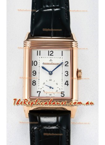 Jaeger-LeCoultre Reverso Super Clone DuoFace Black/White Rose Gold Replica Watch 