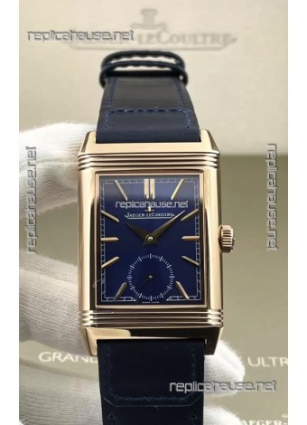 Jaeger-LeCoultre Reverso DuoFace Rose Gold Casing Watch Blue Dial in Swiss Automatic Movement