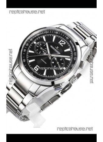 Jaeger LeCoultre Polaris Chronograph Stainless Steel Casing Black Dial Swiss Replica Watch 