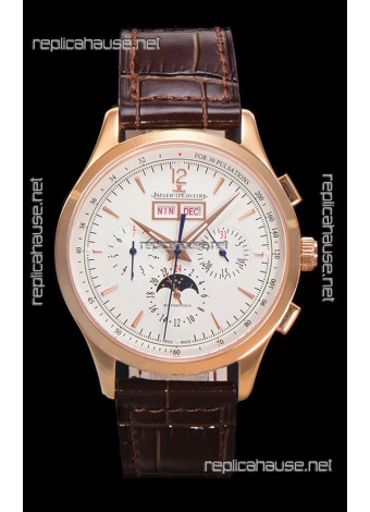 Jaeger LeCoultre Master Control Chronograph Calendar Rose Gold Swiss Replica Watch 