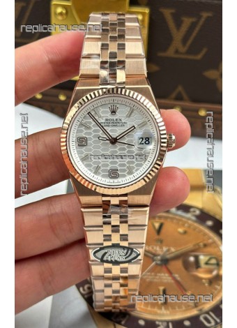 Rolex Land-Dweller 127235 Steel Honeycomb Rose Gold 36MM Swiss Replica Watch 
