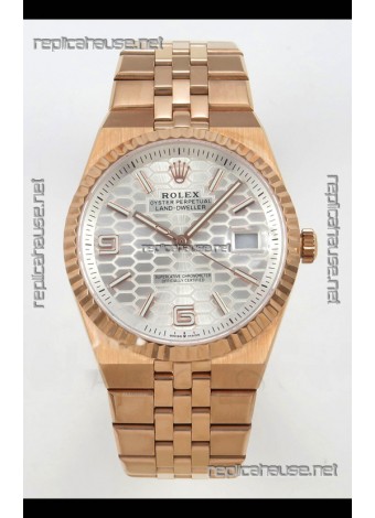 Rolex Land-Dweller 127335 Steel Honeycomb Rose Gold 40MM Swiss Replica Watch 