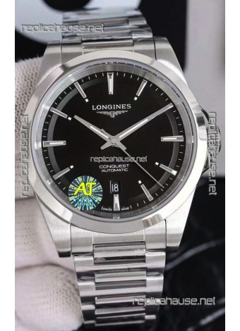 Longines Conquest Automatic Black Dial Automatic Watch in Steel Casing