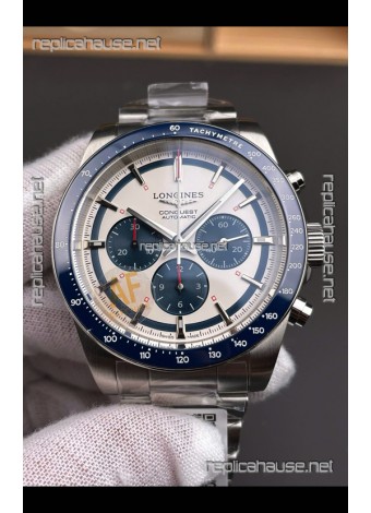 Longines Conquest Chronograph White Dial Automatic Watch in Steel Casing
