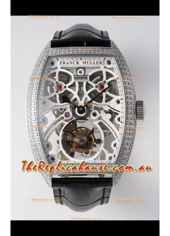 Franck Muller Fast Tourbillon Edition 1:1 Mirror Swiss Replica Watch in Diamonds Casing 