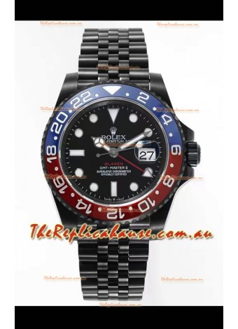 Rolex GMT Masters II REF.126710BLRO PEPSI BLAKEN Swiss Replica - 904L Steel in DLC Coating