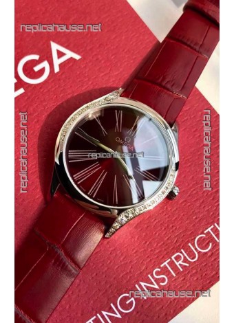 Omega De Ville Tresor Edition Swiss Quartz Watch 36MM Steel Casing Red Dial