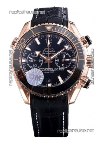 Omega Seamaster Planet Ocean 600M Sedna Gold Leather Strap 45.5MM 1:1 Mirror Replica Watch 