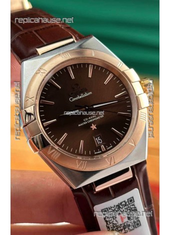 Omega Co-Axial Constellation 39MM Two Tone Rose Gold Brown Dial 1:1 Mirror Replica Watch