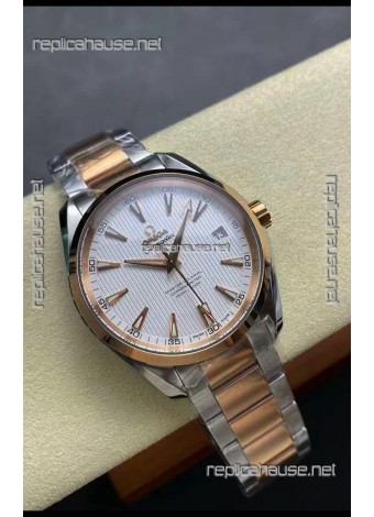 Omega Aqua Terra 150M White Dial 904L Two Tone Rose Gold Casing 1:1 Mirror Replica 41MM 