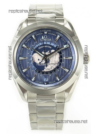 Omega Aqua Terra 150M Wolrd Timer 24 Summer Blue Dial 904L Steel 1:1 Mirror Replica 41MM 
