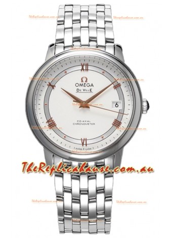 Omega De Ville Co-Axial Chronometer 36.8MM Swiss Replica Watch in White Dial