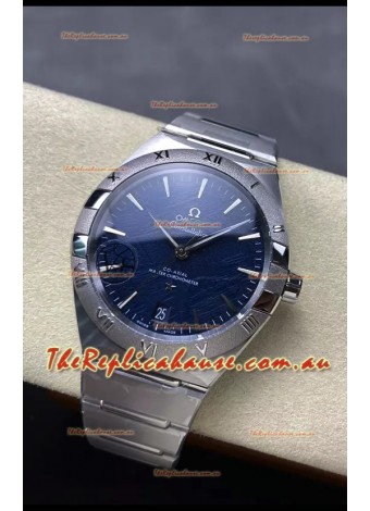 Omega Super Clone Co-Axial Constellation Stainless Blue Textured Dial Replica Watch