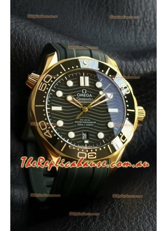 Omega Seamaster Super Clone 300M Master Chronometer Rose Gold Green Dial Watch 