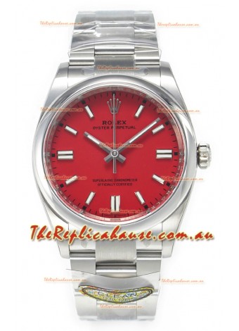 Rolex Oyster Perpetual Super Clone REF#126000 36MM Swiss Movement Swiss Replica Red Dial Swiss Replica