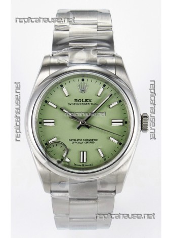 Rolex Oyster Perpetual Super Clone REF#126000 36MM Pistachio Dial Swiss Replica