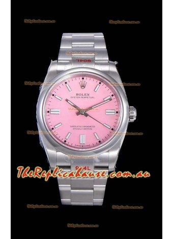 Rolex Oyster Perpetual REF#124300 41MM Cal.3230 Movement Swiss Replica Pink Dial 904L Steel 1:1 Mirror Replica Watch