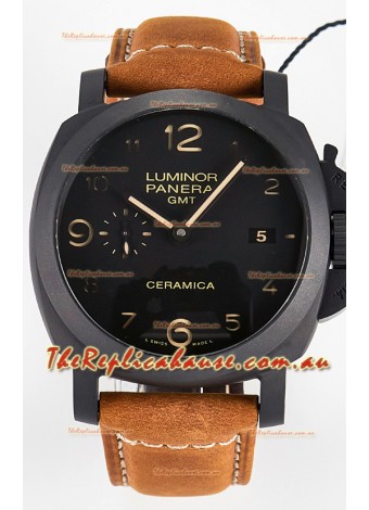 Panerai Super Clone Luminor Marina 42MM PAM441 GMT Ceramica Case Swiss Replica Watch