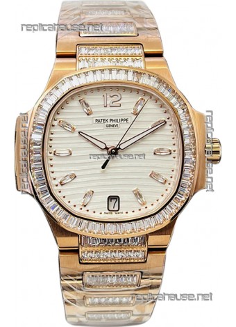 Patek Philippe Nautilus 7118R 35MM 1:1 Rose Gold White Dial 1:1 Mirror Replica Watch