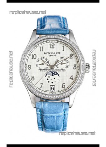Patek Philippe Complications 4948G Annual Calendar Moonphase White Dial White Gold Swiss Replica 