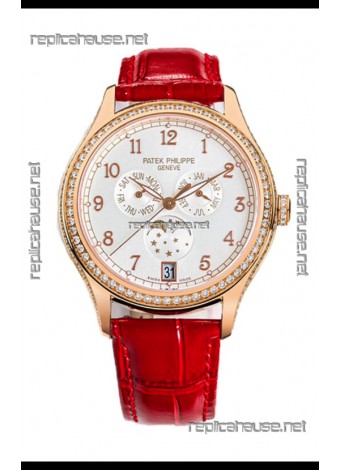 Patek Philippe Complications 4948G Annual Calendar Moonphase White Dial Rose Gold Swiss Replica