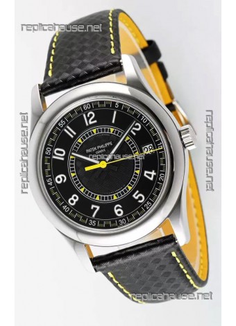 Patek Philippe Calatrava 6007 Black Dial Yellow Hands 904L Steel Casing 1:1 Mirror Replica Watch