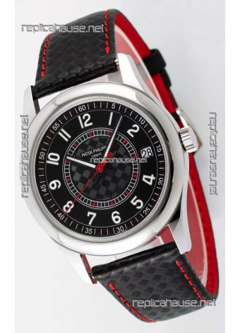 Patek Philippe Calatrava 6007 Black Dial Red Hands 904L Steel Casing 1:1 Mirror Replica Watch