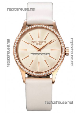 Patek Philippe Calatrava 4997 Ladies Rose Gold Yellow Dial with Swiss Automatic Movement Watch
