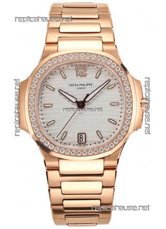 Patek Philippe Nautilus 7118R 35MM 1:1 Rose Gold White Dial 1:1 Mirror Replica Watch