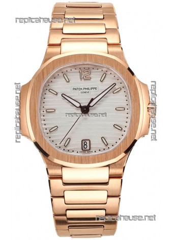 Patek Philippe Nautilus 7118R 35MM 1:1 Rose Gold White Dial 1:1 Mirror Replica Watch