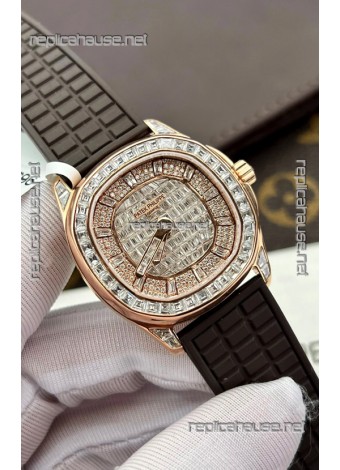 Patek Philippe Aquanaut 5062/450R-001 Rose Gold Diamonds Paved Swiss Replica Watch 