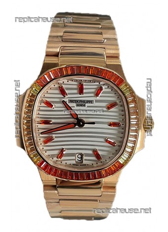 Patek Philippe Nautilus 7118R 35MM 1:1 Rose Gold Case White Dial 1:1 Mirror Replica Watch