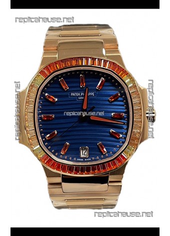 Patek Philippe Nautilus 7118R 35MM 1:1 Rose Gold Case Blue Dial 1:1 Mirror Replica Watch