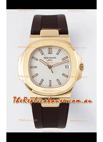 Patek Philippe Nautilus 5711/1R-001 1:1 Mirror Replica in 904L Steel Rose Gold White Dial