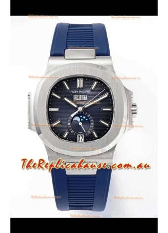 Patek Philippe Nautilus 5726A 1:1 Mirror Swiss Watch Blue Dial Rubber Strap