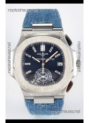 Patek Philippe Nautilus 5980/60G-001 Blue Dial Fabric Strap Crystal Numerals