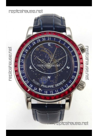 Patek Philippe Grand Complications 6102 Blue Dial Red Diamonds Swiss Replica Watch 