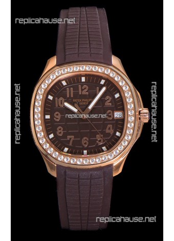 Patek Philippe Super Clone Aquanaut Rose Gold Brown Dial 38.5MM Watch 