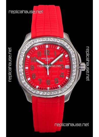 Patek Philippe Super Clone Aquanaut Stainless Steel Red Dial 38.5MM Watch 