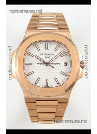 Patek Philippe Super Clone Nautilus 5711/1R-001 in Rose Gold White Dial